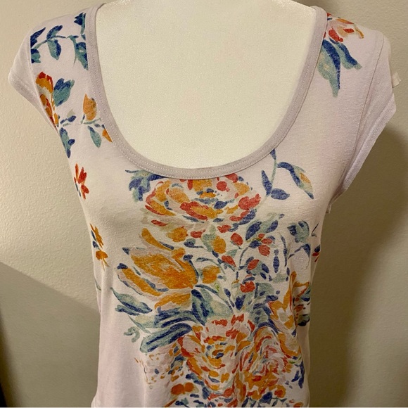 Anthropologie Meadow Rue Linen Blend Floral T-Shirt - Picture 6 of 13